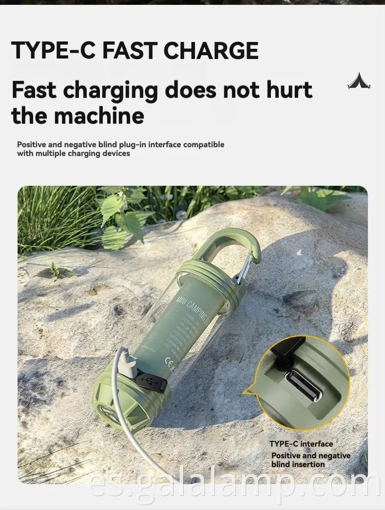 Luz de campamento al aire libre multi funcional, linterna portátil, fuerte, recargable